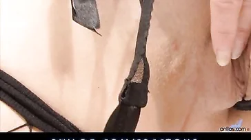Enjoy the lady's tits while she masturbates