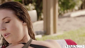Angela White ends up fucking the young pool boy