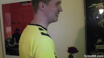 The cleaning lady enjoys this young boy
