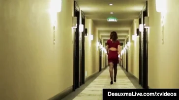 This dirty lady fucks the hotel service boy
