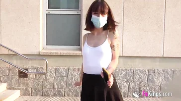 Down-and-out local woman gets a bunch of big cocks