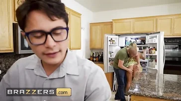 Stepfather fucks his son's girlfriend: the boy doesn't notice anything