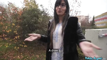 Attractive student with glasses ends up riding a stranger's cock