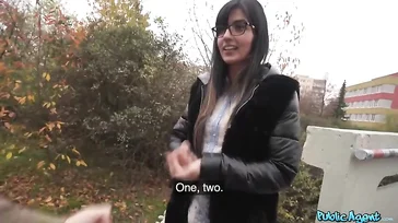 Attractive student with glasses ends up riding a stranger's cock