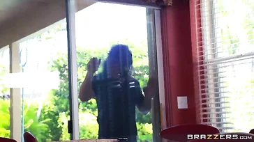 Sara Jay enjoying this guy's nice cock in costume