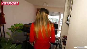 Mature woman starts to flirt with her neighbor and ends up fucking him
