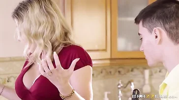 Mrs. Cory Chase is amazed by the young man's cock.