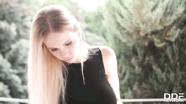 He puts his hand on her and touches her whole wet pussy, uuuf!