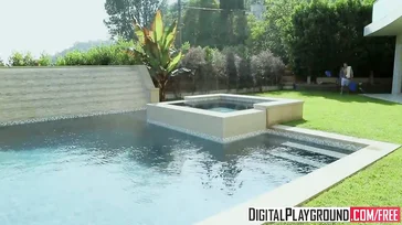 Mia Malkova finds the pool boy attractive.