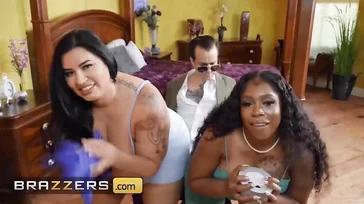 Transando em um trio pornô com a gorda Sofia Rose e a Sra. London